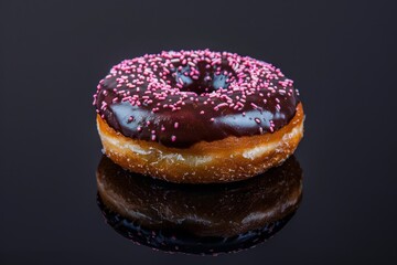 Luscious donut goodies on dark and foreboding surface