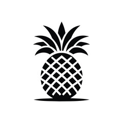 Vector black silhouette of a pineapple isolated on a white background.