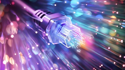Fiber optic cable transmitting data at high speed.