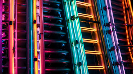 Fototapeta premium Vibrant neon tube lights close-up