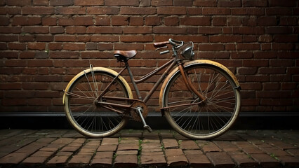 Obraz premium Classic bicycle against brick wall backdrop