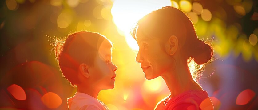 A mothers emotion as she kisses her son goodnight, cherishing their special bond 8K , high-resolution, ultra HD,up32K HD