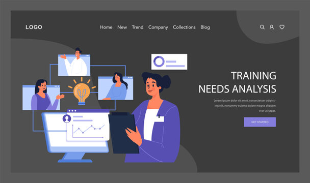 Training Needs Analysis process. Flat vector