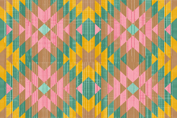 Rug carpet background Geometric ethnic oriental ikat pattern traditional Design for background, carpet, wallpaper, clothing, wrapping, Batik, fabric, Vector illustration