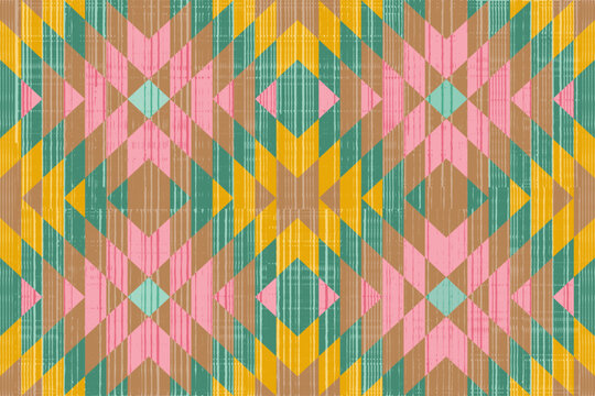 Rug carpet background Geometric ethnic oriental ikat pattern traditional Design for background, carpet, wallpaper, clothing, wrapping, Batik, fabric, Vector illustration