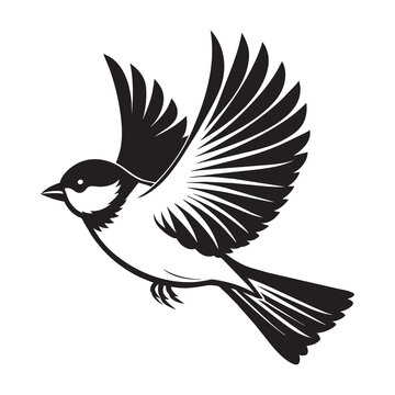recommend clip art:  isolated vector silhouettes titmouse flying