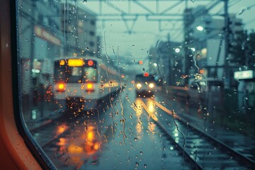 Rainy Evening Train Station View