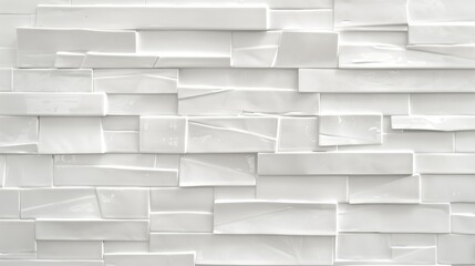 Abstract white light brick subway tiles wall, 3d texture, ceramics shiny polished, wide background banner