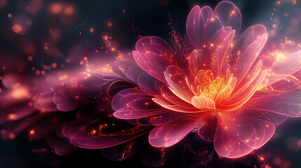 Abstract fractal design. Red. Black. 