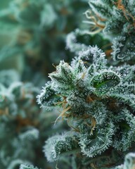 Close-Up of Frosty Green Cannabis Buds