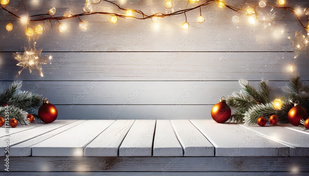 Sticker christmas lights on table