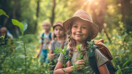happy children in the forest