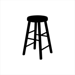 Wooden stool silhouette isolated on white background. Stool icon vector illustration.