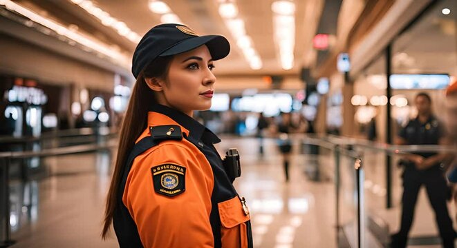 Security woman at the airport.