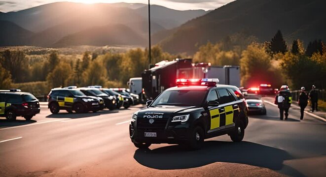 Police control on the road.