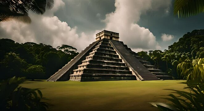 Mayan or Aztec ruins in the jungle.