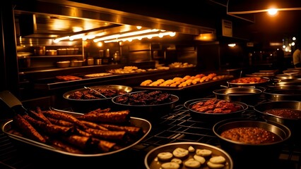 scenic view of Barbeque-cooked food in a restaurant