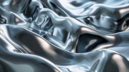 A shiny silver fabric with a wave pattern