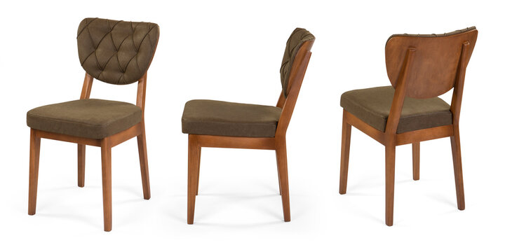 wooden chair isolated on white background . different angle