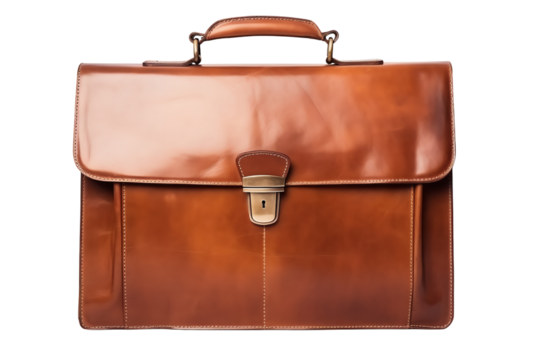 brown leather briefcase isolated on white - Powered by Adobe