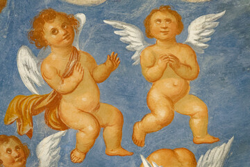 Angel.  Anges. Fresques de la vo&ucirc;te de l&rsquo;&Eacute;glise San Nicola di Myra &agrave; Locorotondo. Italie