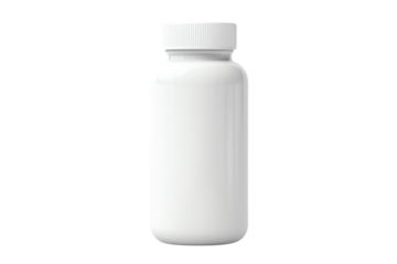 The bottle is white and has a white lid. The bottle is made of plastic and is see-through.