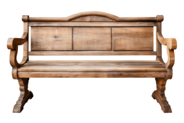 The photo shows a minimal and simplistic design of a wooden bench with a backrest