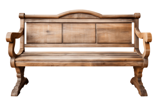 The photo shows a minimal and simplistic design of a wooden bench with a backrest