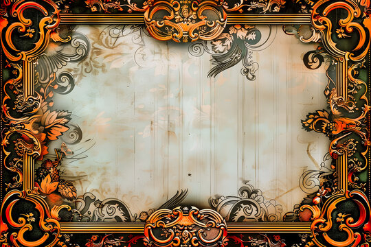 Encadrement baroque avec parchemin