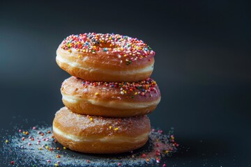 Sugary delight donuts on dark mysterious setting