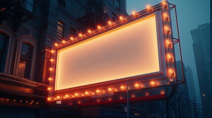 empty billboard glowing in the night,  on broadway