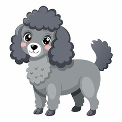 Toy poodle cartoon on white background, carnivore dog breed