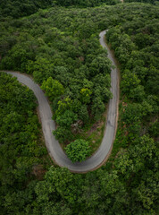 Obraz premium Aerial view to a rural road in the mountain near to Sofia, Bulgaria