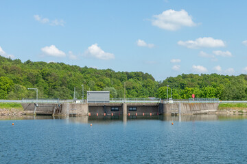 dam at Emmerstausee - Emmer Reservoir in Germany at lake Schieder,