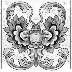 floral pattern with flowers acanthus leaves in damask style 
