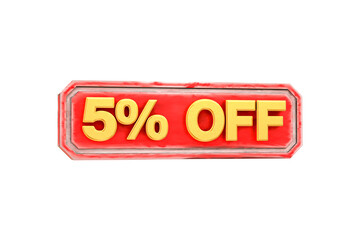 3d sales discount Number 5 percentage price tag for discount sale promotion concept by 3d render