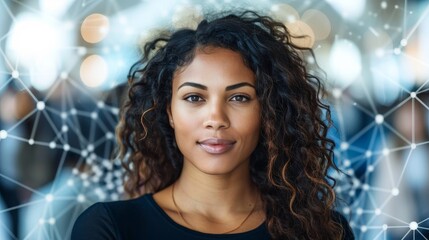 Generate a visual narrative of a businesswoman bridging cultural