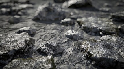 a layered black rock texture, showcasing its rugged beauty and natural complexity in a stunning photorealistic image.