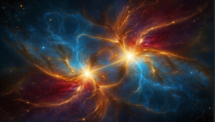 As two stars merge in a dazzling celestial embrace, their swirling colors and intense radiance captivate the viewer with an otherworldly spectacle.