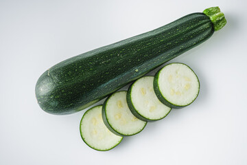 fresh natural zucchini on a white background