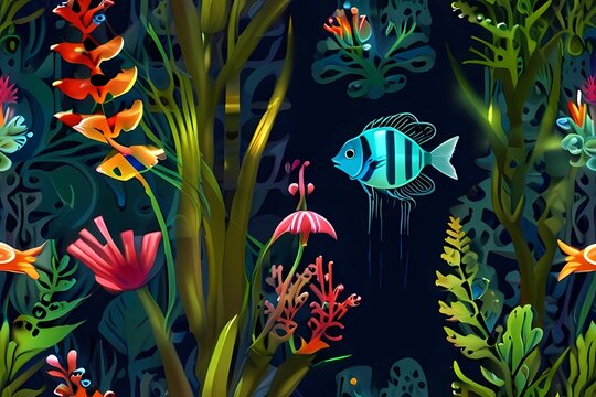 Tropical underwater planTropical underwater plants with a fish
ts with a fish
