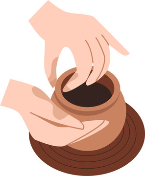 Making pottery Illustration. Aesthetic vase.