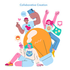 content creation. Flat Vector Illustration