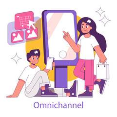 phygital. Flat Vector Illustration