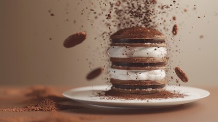 a sumptuous tiramisu dessert, showcasing its decadent layers of coffee-soaked ladyfingers, creamy mascarpone cheese, and cocoa dusting, inviting viewers to indulge in its rich flavors.
