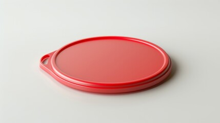 Red Round Plastic Tray with Simple Design, A minimalistic red round plastic tray with a sleek design and built-in handle, set against a white background.