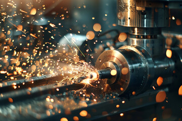 A machine releasing sparks as it operates, showcasing intense activity and potential danger