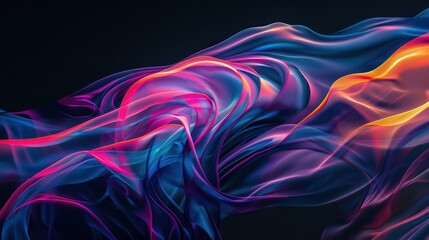 waves wallpaper floating like smoke with colorful lines that rippled randomly in a black background

