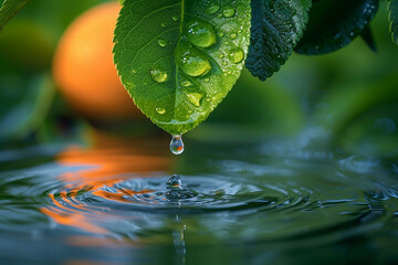 water drops on leaf