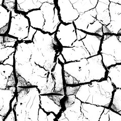 seamless texture of cracked dirt, black on a white background